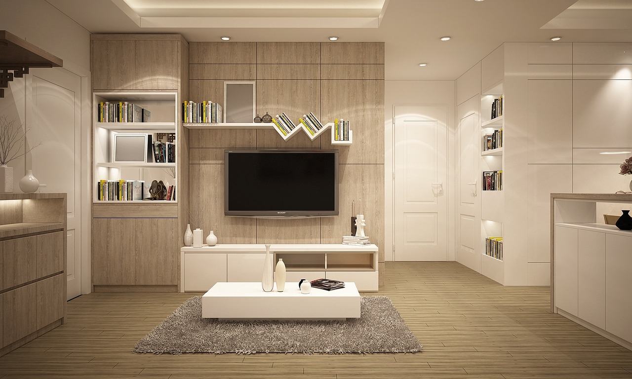 Terrazzo vloer in kleurrijke woonkamer