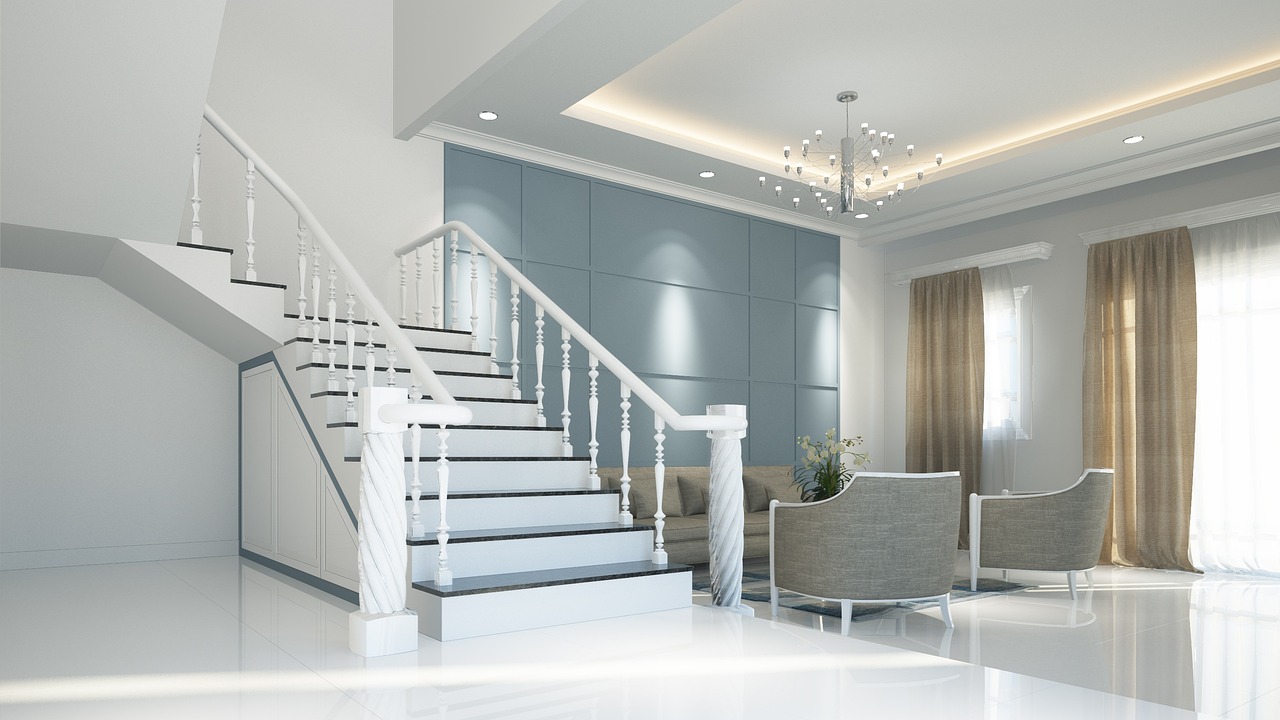 Minimalistische traprenovatie met strakke witte afwerking. Minimalistische traprenovatie met strakke witte afwerking.